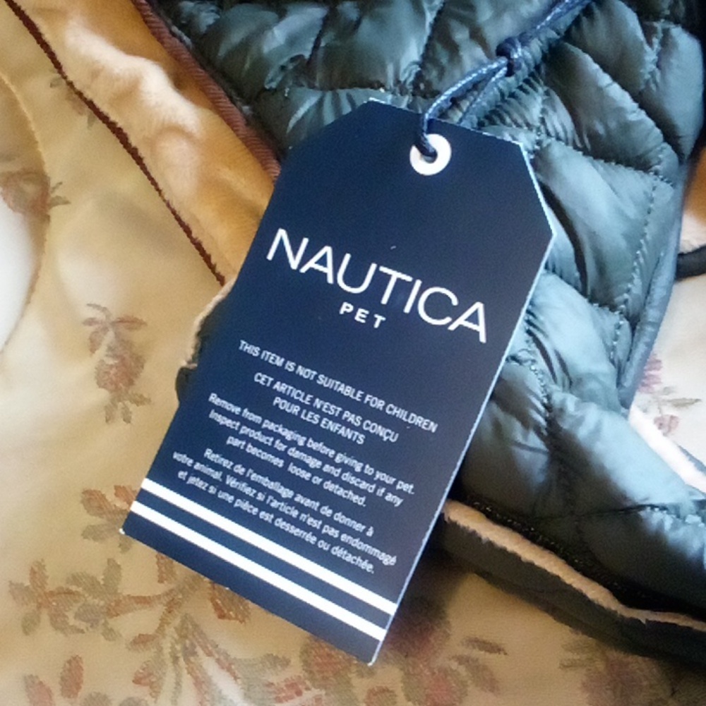 Nautica Pet Quilted Jacket in Green with hood size medium To Largep - Picture 3 of 8